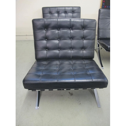 824 - A modern Barcelona black leather and chrome chair