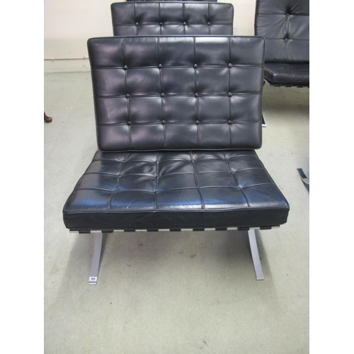 825 - A modern Barcelona black leather and chrome chair