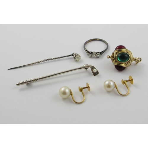 93 - A diamond stick pin and other items