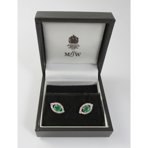 101 - Mappin & Webb emerald and diamond earrings