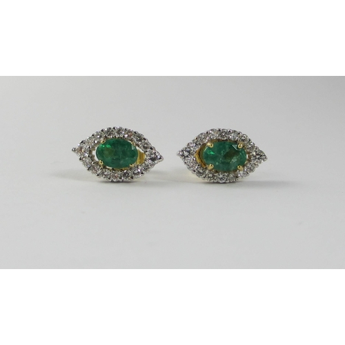 101 - Mappin & Webb emerald and diamond earrings