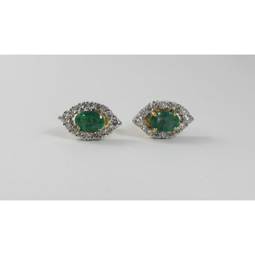 101 - Mappin & Webb emerald and diamond earrings