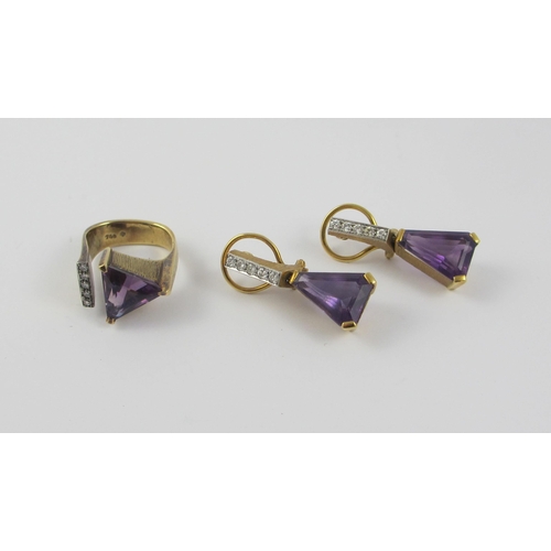 69 - A suite of amethyst and diamond jewellery