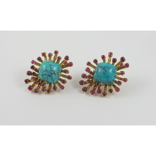 70 - A pair of retro 1960's star burst earrings