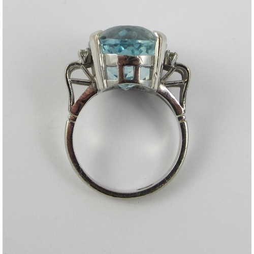 72 - A blue topaz set ring