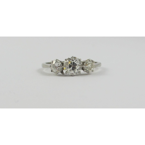 74 - An old cut three stone diamond ring