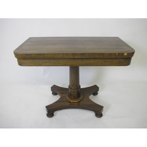 827 - A William IV rosewood fold over card table