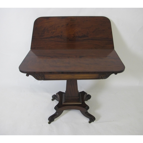 829 - A Victorian flame mahogany fold over card/tea table