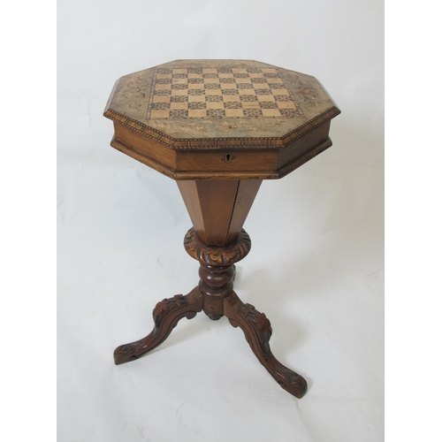 856 - A Victorian walnut inlaid work table