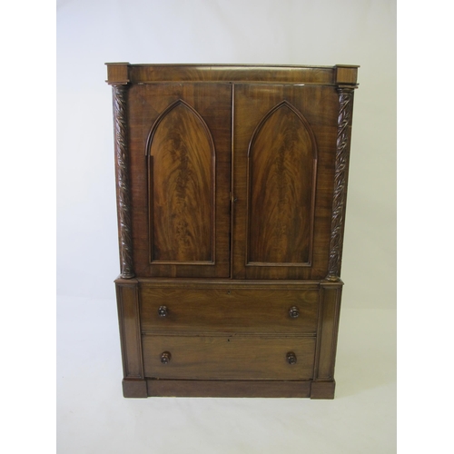 868 - A Victorian mahogany linen press