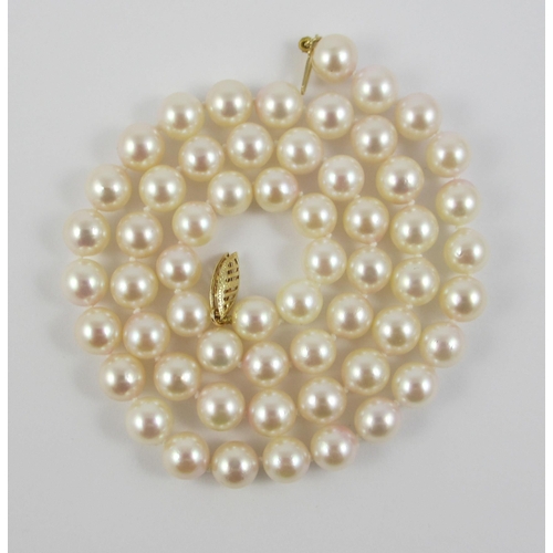 14 - A suite of white cultured pearls.