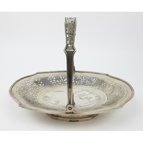 505 - A Chinese silver pierced cake basket