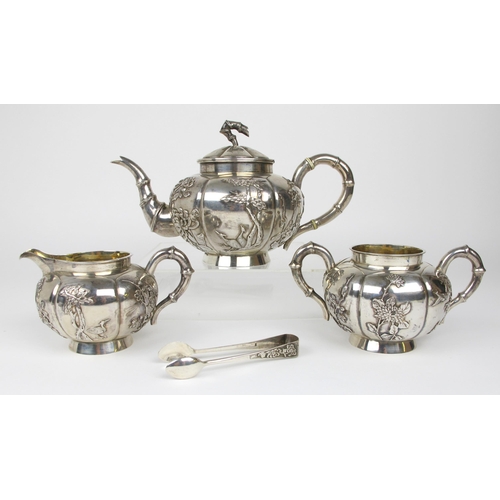 507 - A Chinese silver four piece tea service