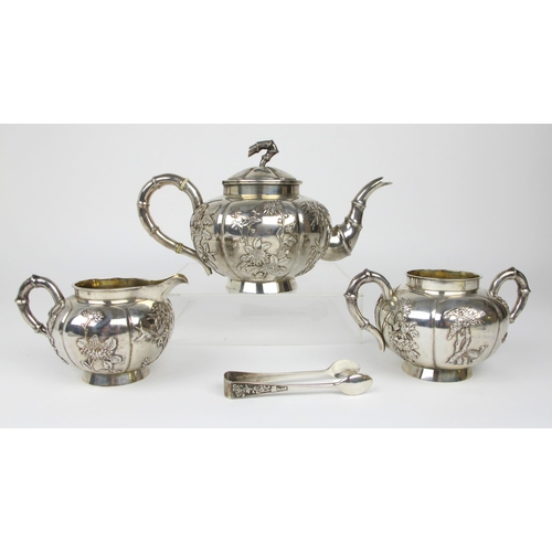 507 - A Chinese silver four piece tea service