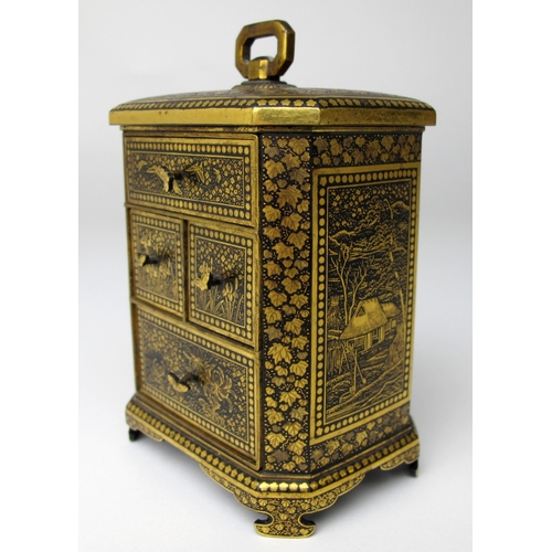 518 - A Japanese Komai miniature octagonal shaped chest