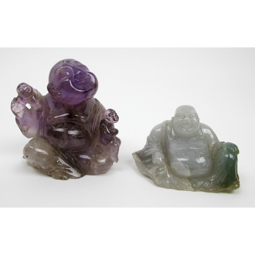 519 - A fluorspar figure of a fat laughing Buddha