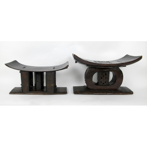 555 - Two Ashanti carved wood stools