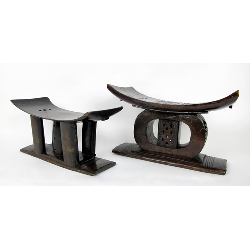 555 - Two Ashanti carved wood stools