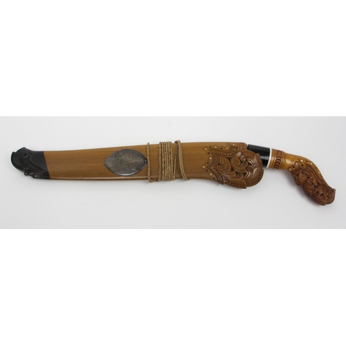 558 - A Malaysian Kukri with presentation boy scout Malayan plaque