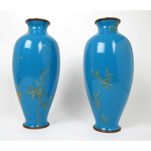 561 - A pair of Japanese cloisonne baluster vases