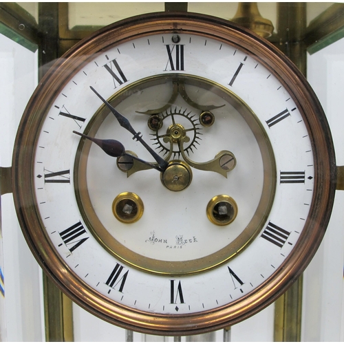 631 - A French gilt metal mercury pendulum mantel clock