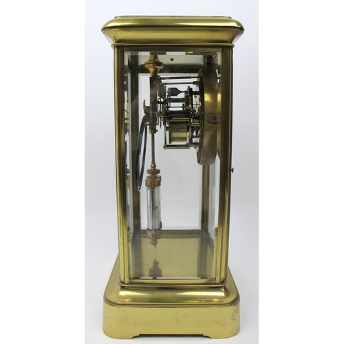 631 - A French gilt metal mercury pendulum mantel clock