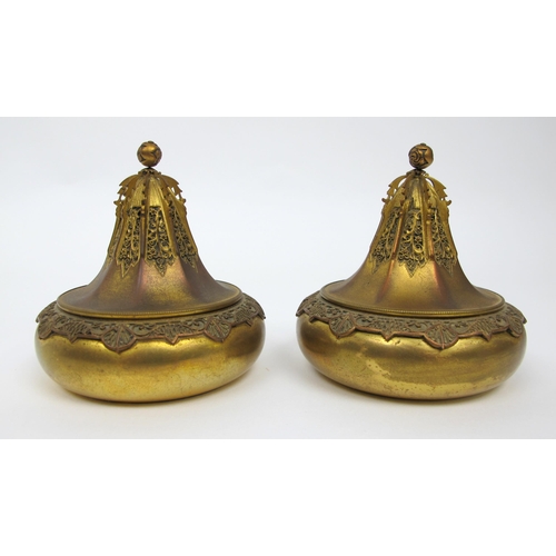 646 - A pair of gilt copper covered bowls