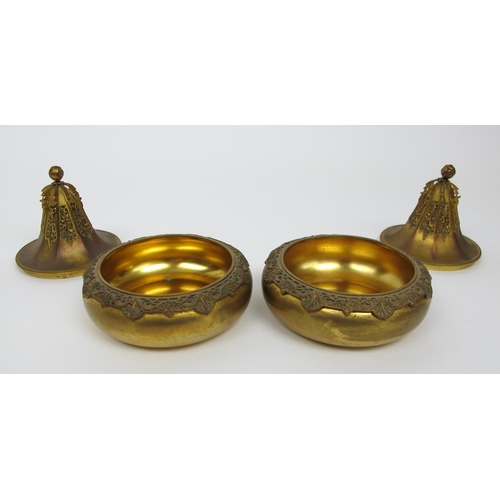 646 - A pair of gilt copper covered bowls