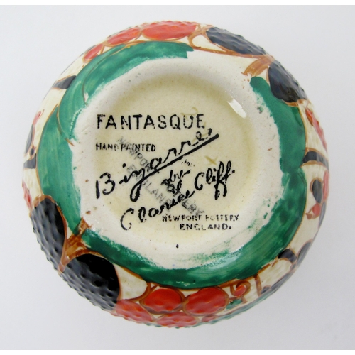 671 - A Clarice Cliff Fantasque preserve jar and cover