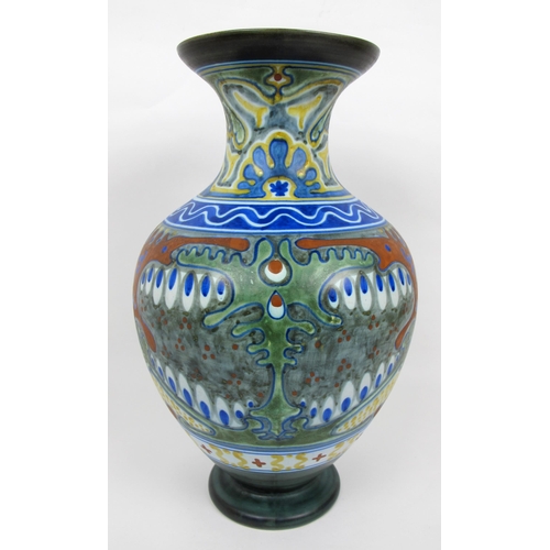 673 - A large Gouda pottery Rhodian pattern vase