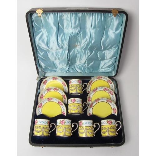 689 - A George Jones presentation cased coffee set