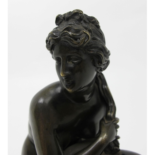 691 - A 19th century bronze of a naked muse