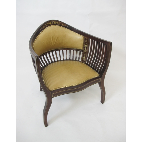 751 - An Edwardian mahogany inlaid salon chair