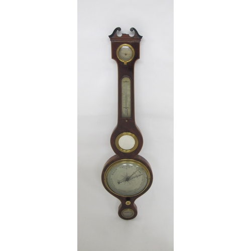 769 - A late Georgian mahogany inlaid wheel barometer