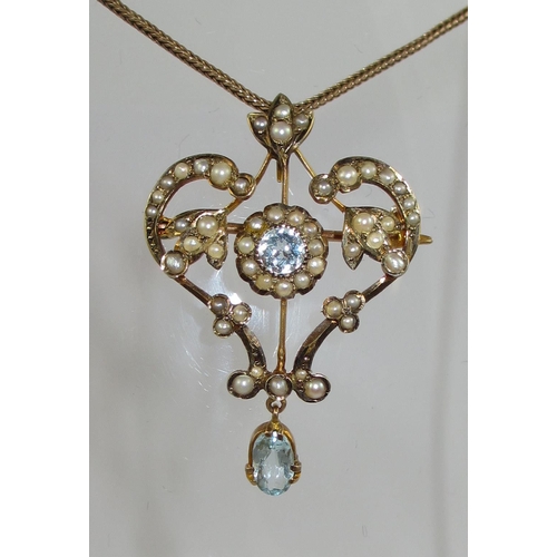 77 - A 9ct Edwardian pendant brooch