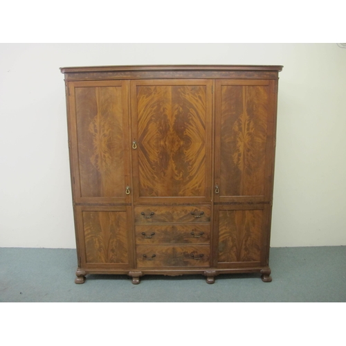 774 - An early 20th Century mahogany triple door wardrobe by Whytock & Reid