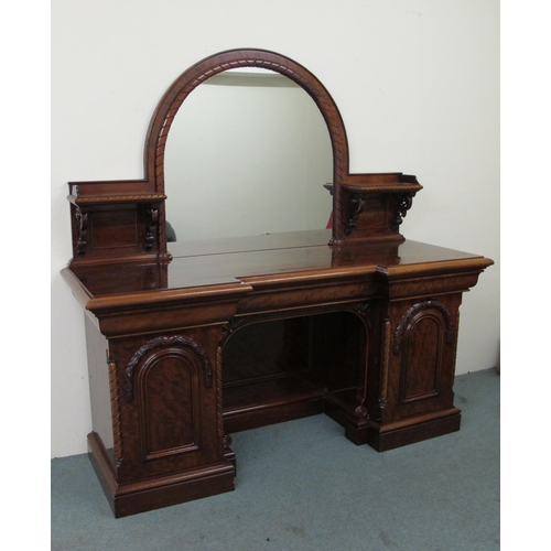 777 - A Victorian mahogany mirrorback sideboard