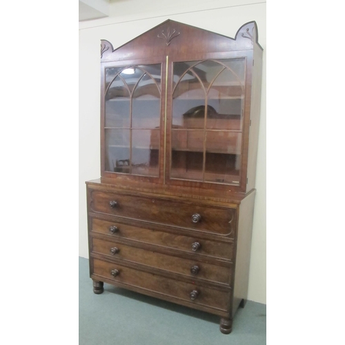 795 - A William IV mahogany secretaire bookcase