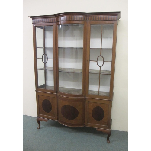 805 - An Edwardian mahogany inlaid glazed display cabinet