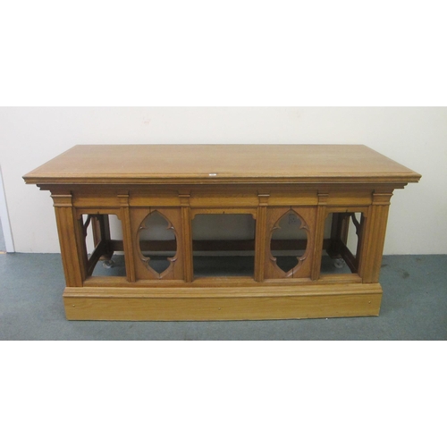 806 - A carved oak church altar table