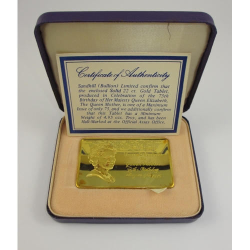 95 - A 22ct gold ingot