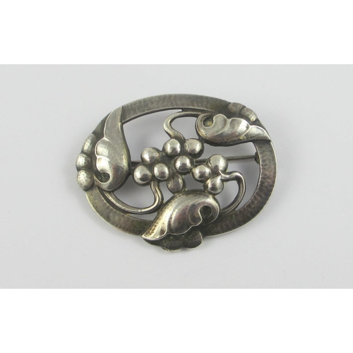 105 - A 'Georg Jensen' abstract floral brooch  Stamped to the reverse 'Georg Jensen' 925 Sterling Denmark ... 