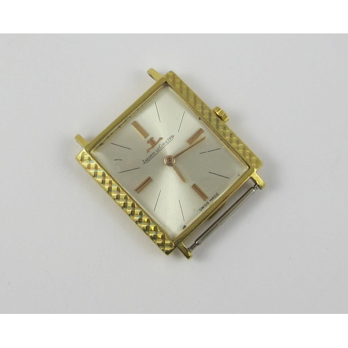 131 - A 18ct yellow gold cased 'Jaeger- le Coultre' wristwatch  (without strap) Silver coloured dial with ... 