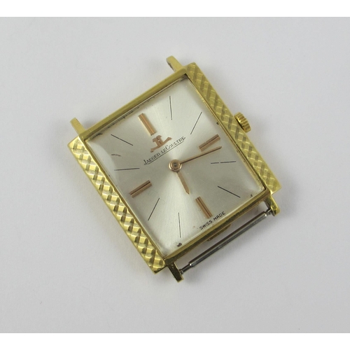 131 - A 18ct yellow gold cased 'Jaeger- le Coultre' wristwatch  (without strap) Silver coloured dial with ... 