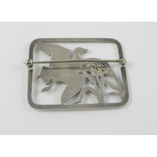 132 - A Georg Jensen Brooch of A duck and reeds  marked Georg Jensen Sterling Denmark 300 to the reverse.