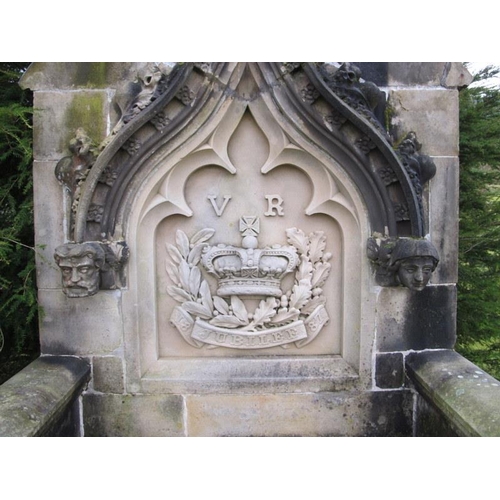 815 - *Victorian sandstone commemorative seat for Queen Victoria's Golden Jubilee 1887 the arched back wit... 