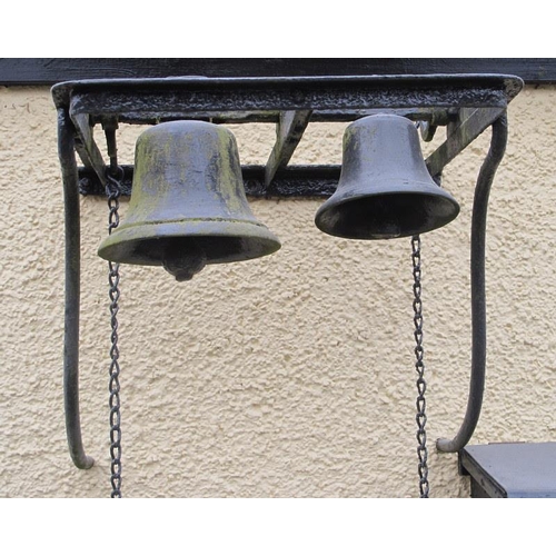 824 - **WITHDRAWN** *Pair of country house bells  mounted  14cms x 18cms high