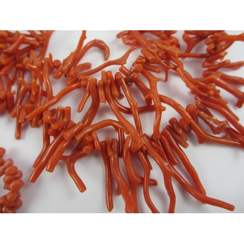 96 - A good double strand of tapering red coral fringe beads  can also be worn as a long length  together... 