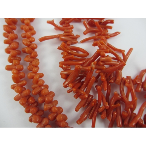 96 - A good double strand of tapering red coral fringe beads  can also be worn as a long length  together... 