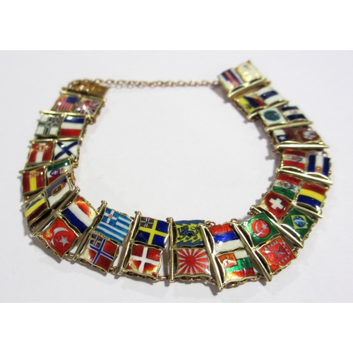 10 - A late 19 th century flags of the world enamel bracelet